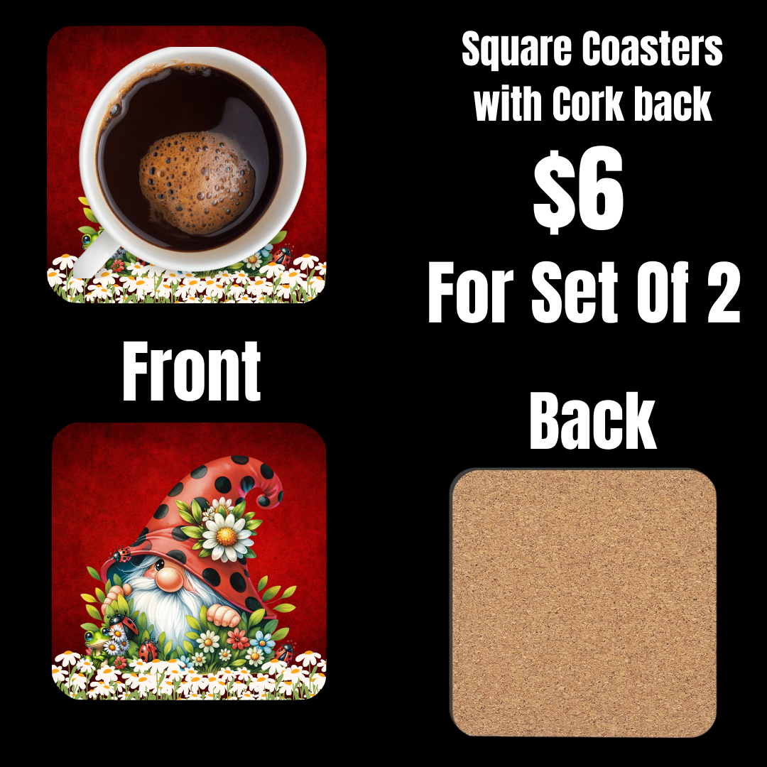 Whimsical Gnome End Table Coaster Set