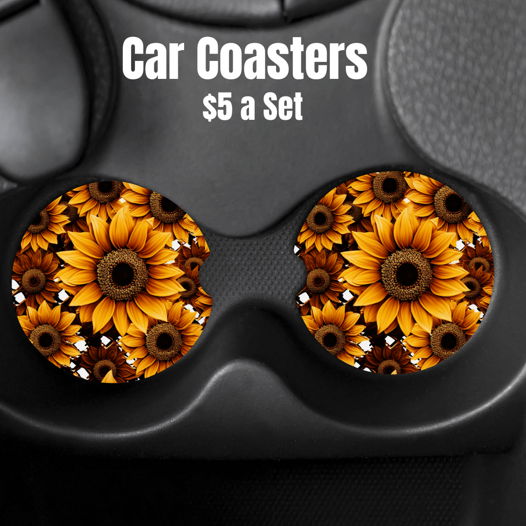 Sunflower Splash Car Coasters