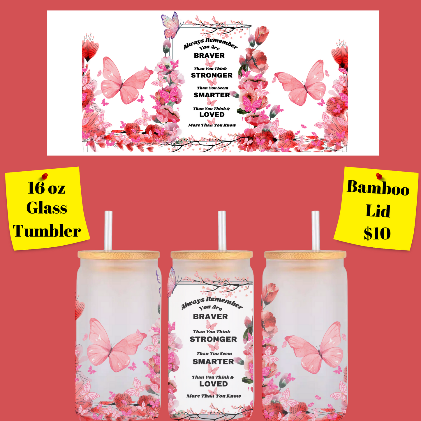 Inspirational Flutter Glass Tumbler Series