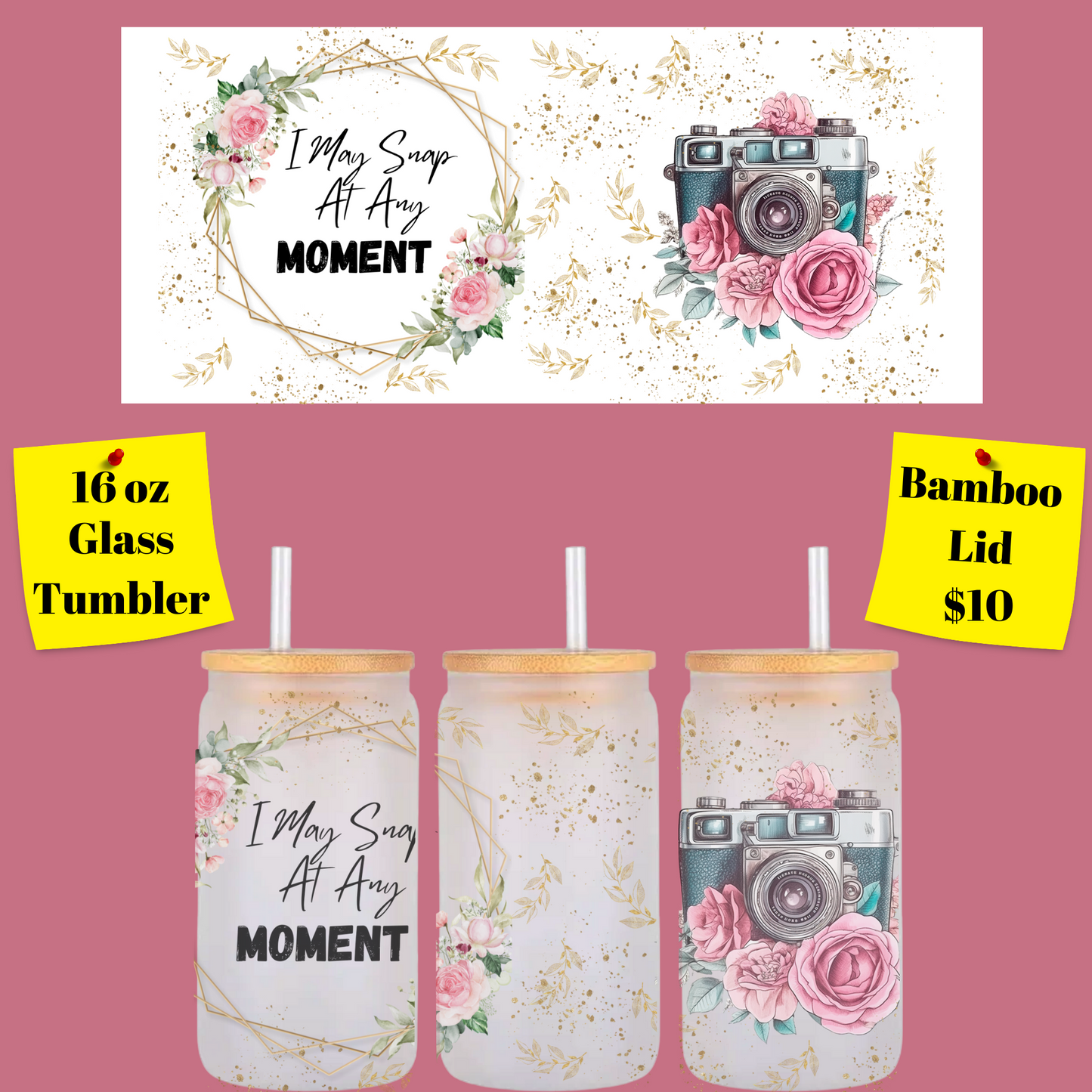 Shutterbug Blossom Glass Tumblers