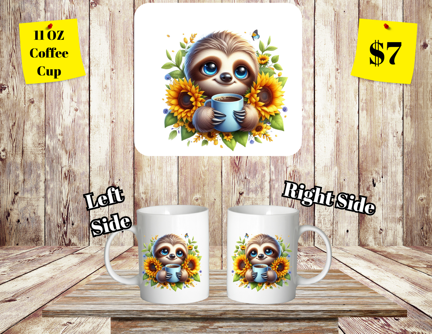 Charming Sloth Series 11oz Coffee Cups