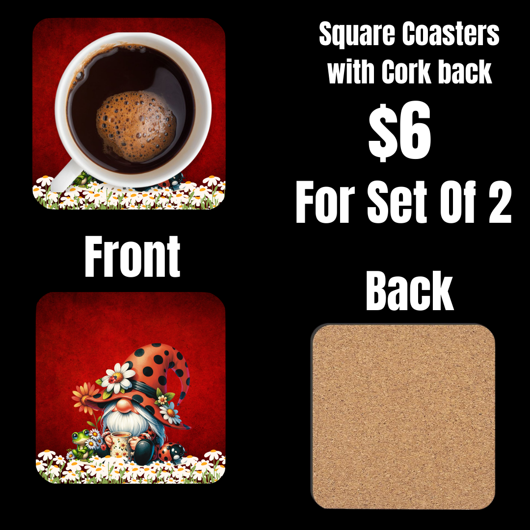 Whimsical Gnome End Table Coaster Set
