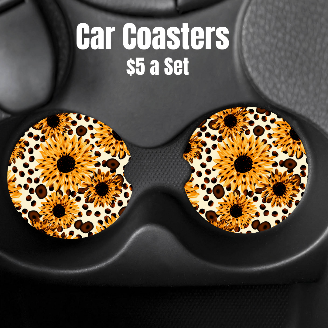 Sunflower Splash Car Coasters