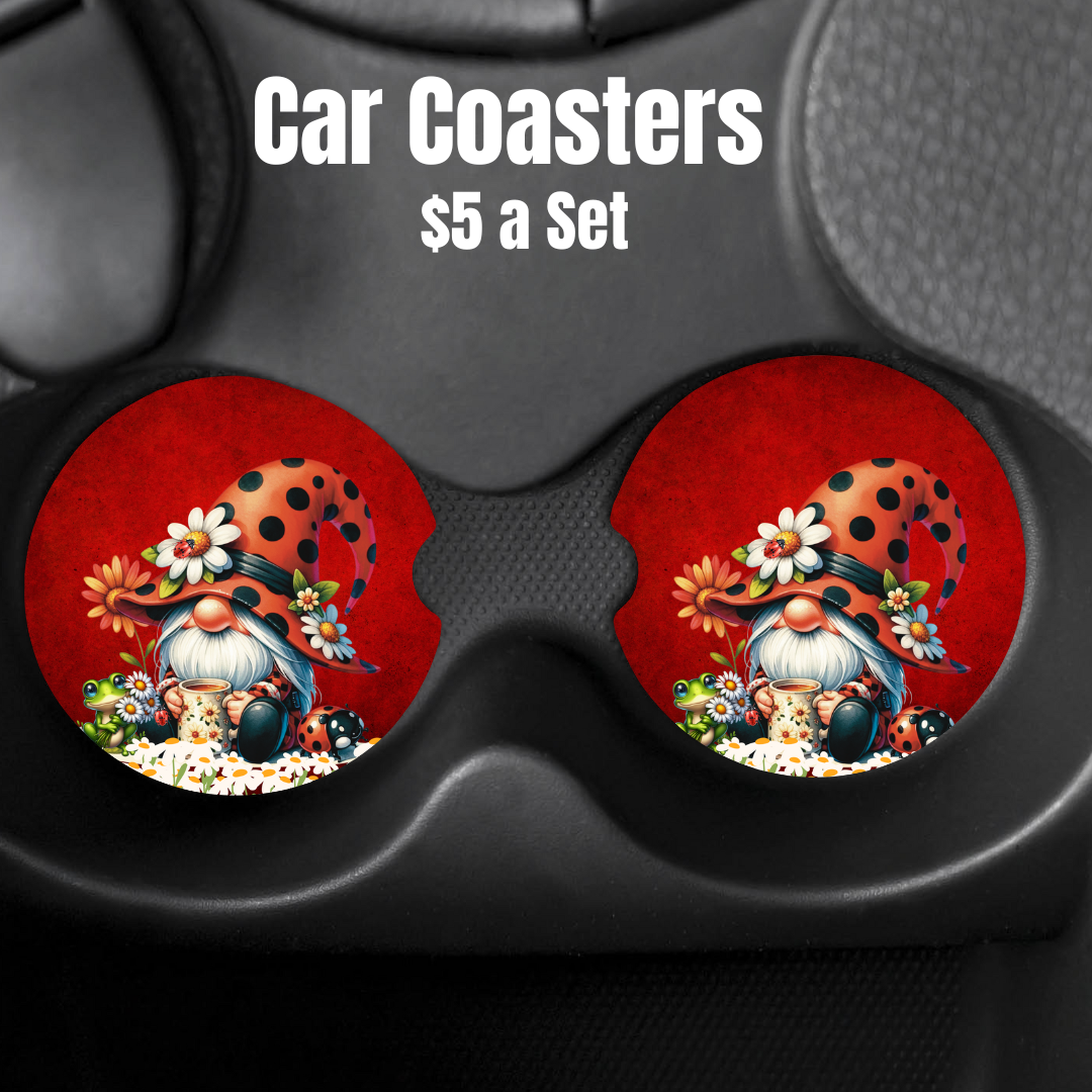 Enchanted Gnome Absorbent Car Coasters