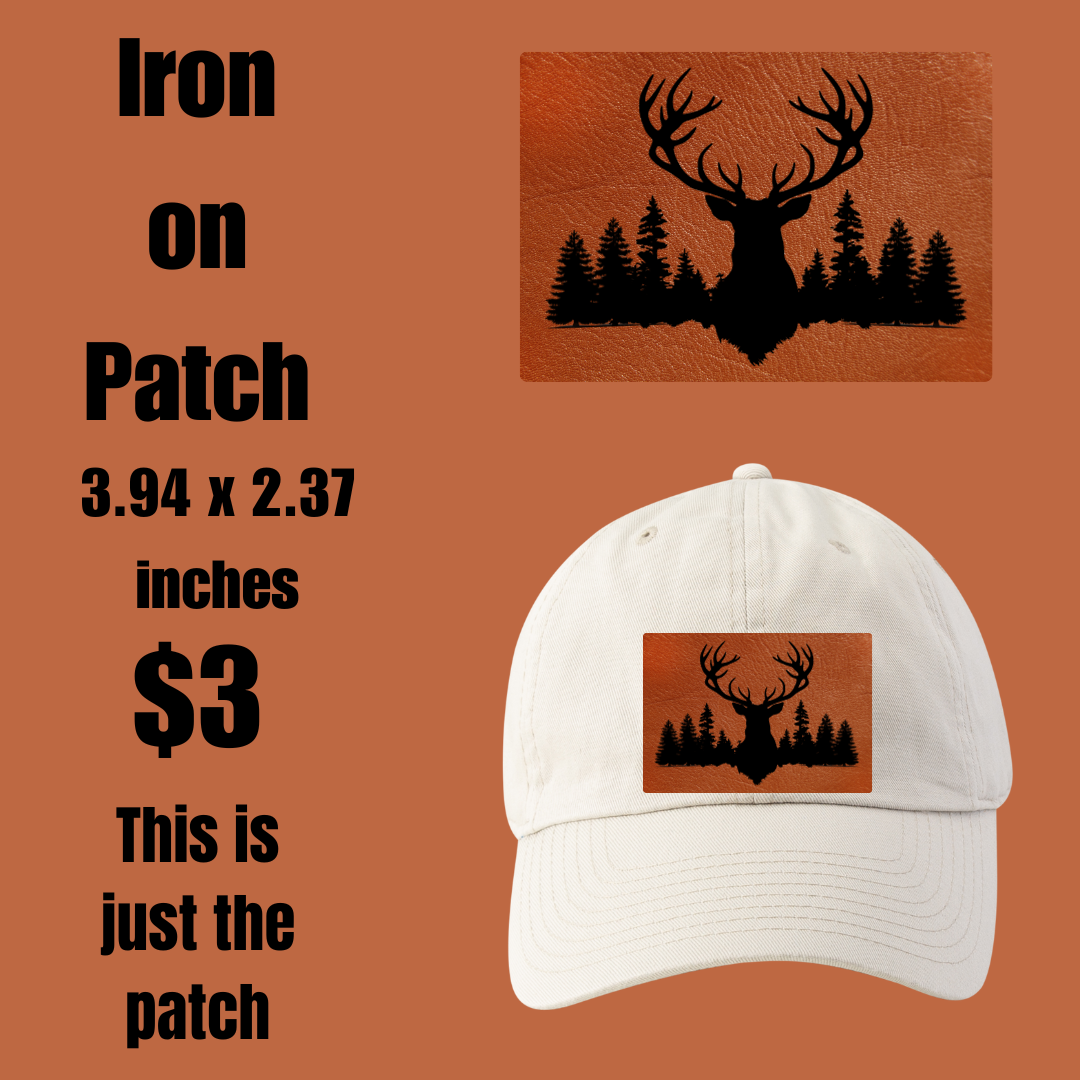 Silhouette Stag and Pines Iron-on Patch