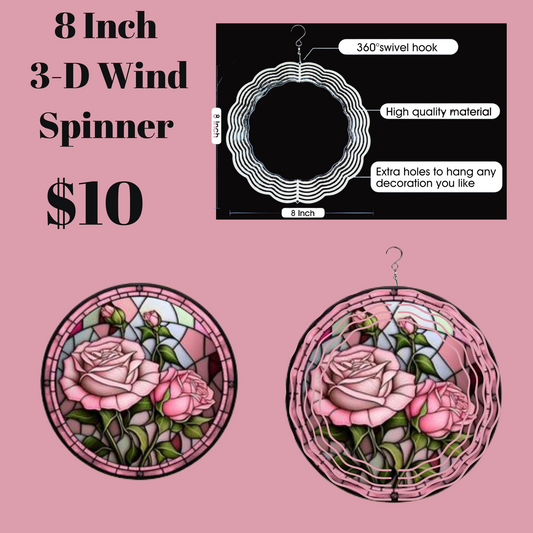 Blossoming Splendor Rose 3D Wind Spinner