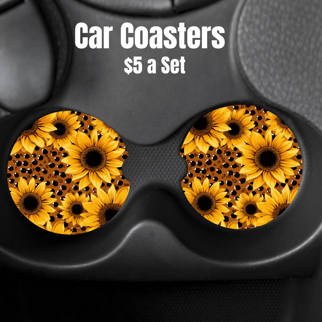 Sunflower Splash Car Coasters