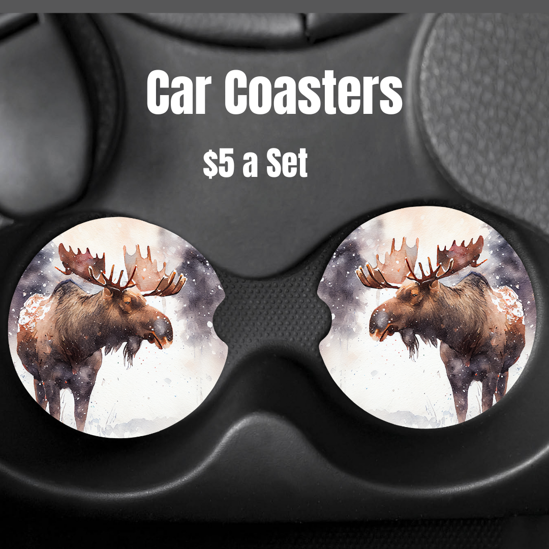 Winter Moose Car Coasters