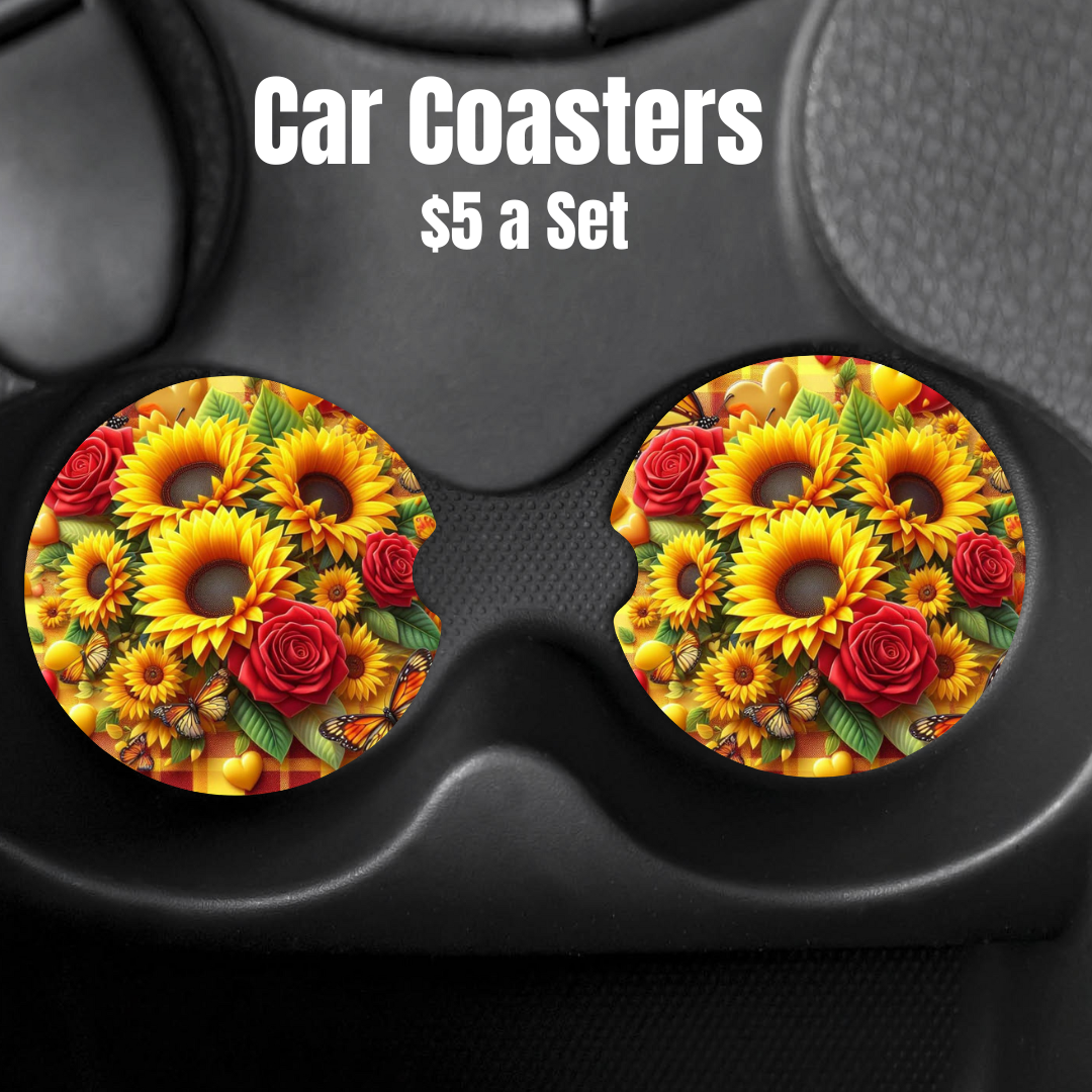 Floral Harmony Car Coaster Set