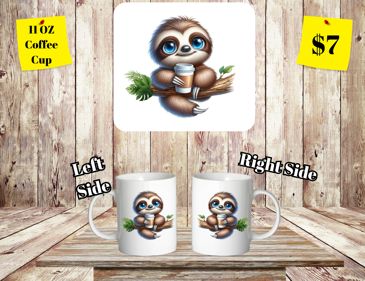 Charming Sloth Series 11oz Coffee Cups