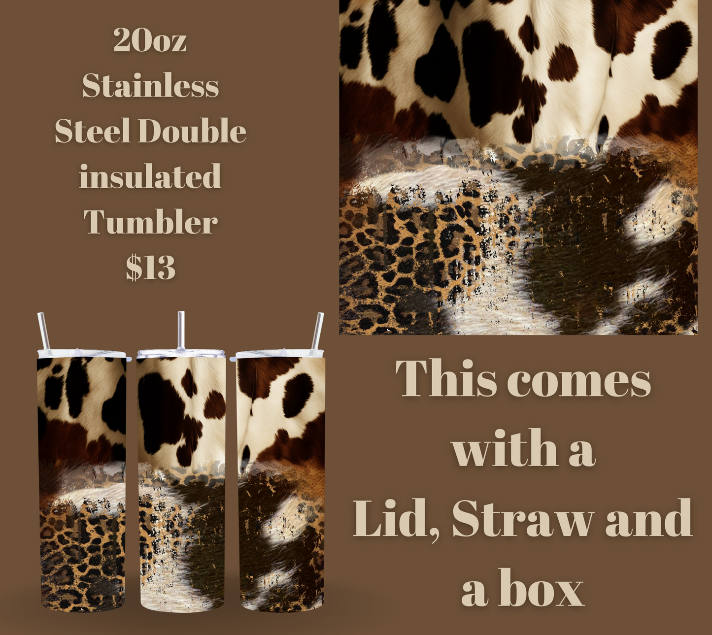 Leopard Print 20oz Stainless steel tumbler