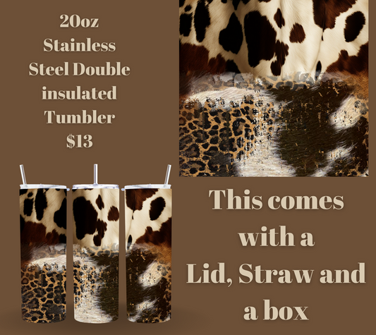 Leopard Print 20oz Stainless steel tumbler