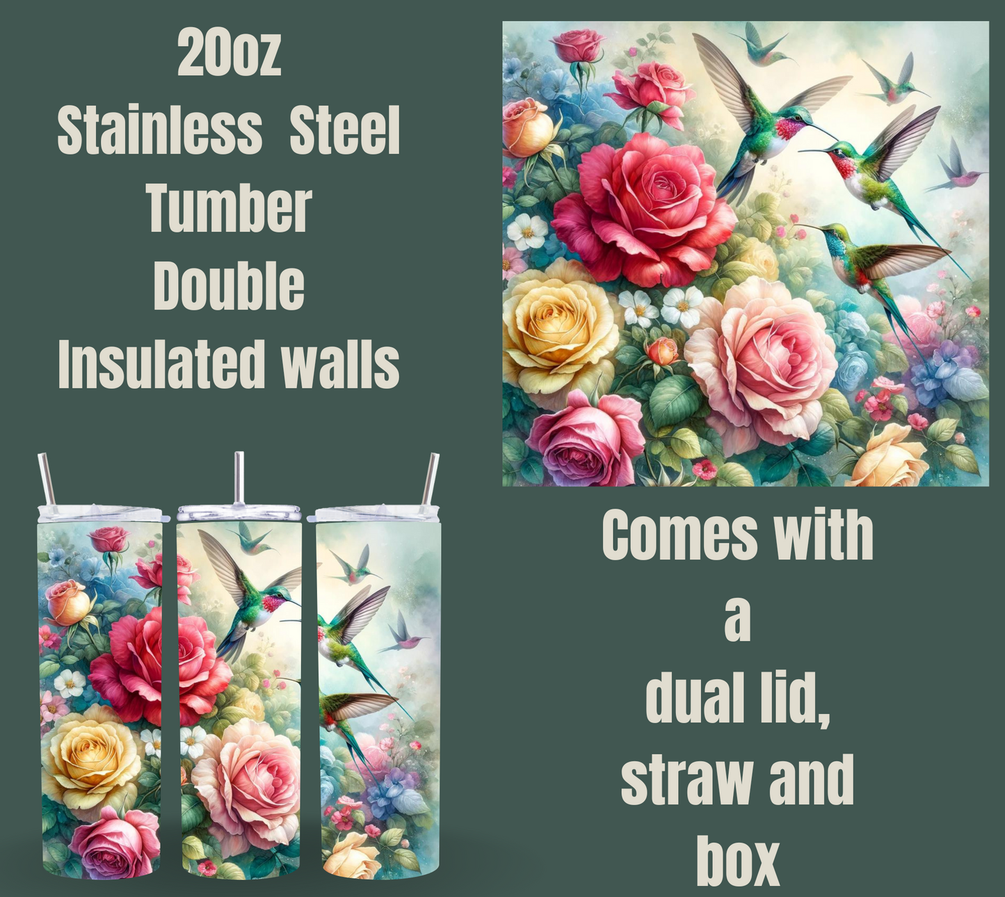 Enchanted Blossom Hummingbird Tumblers