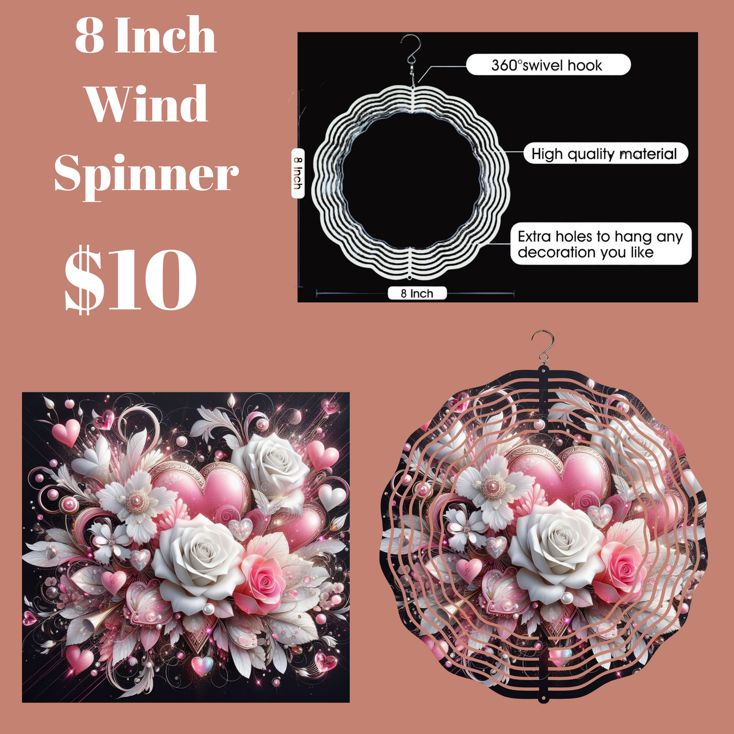 Radiant Hearts 3D Wind Spinner