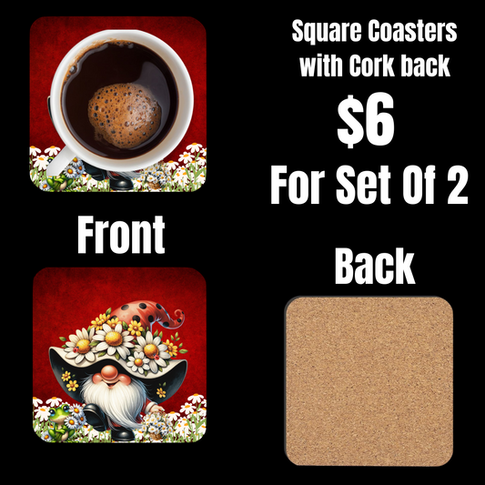 Whimsical Gnome End Table Coaster Set