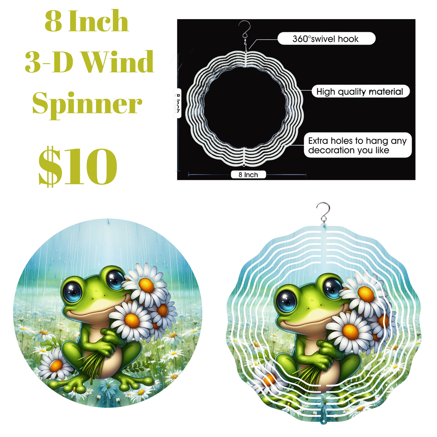 Daisy Dance Frog Wind Spinner