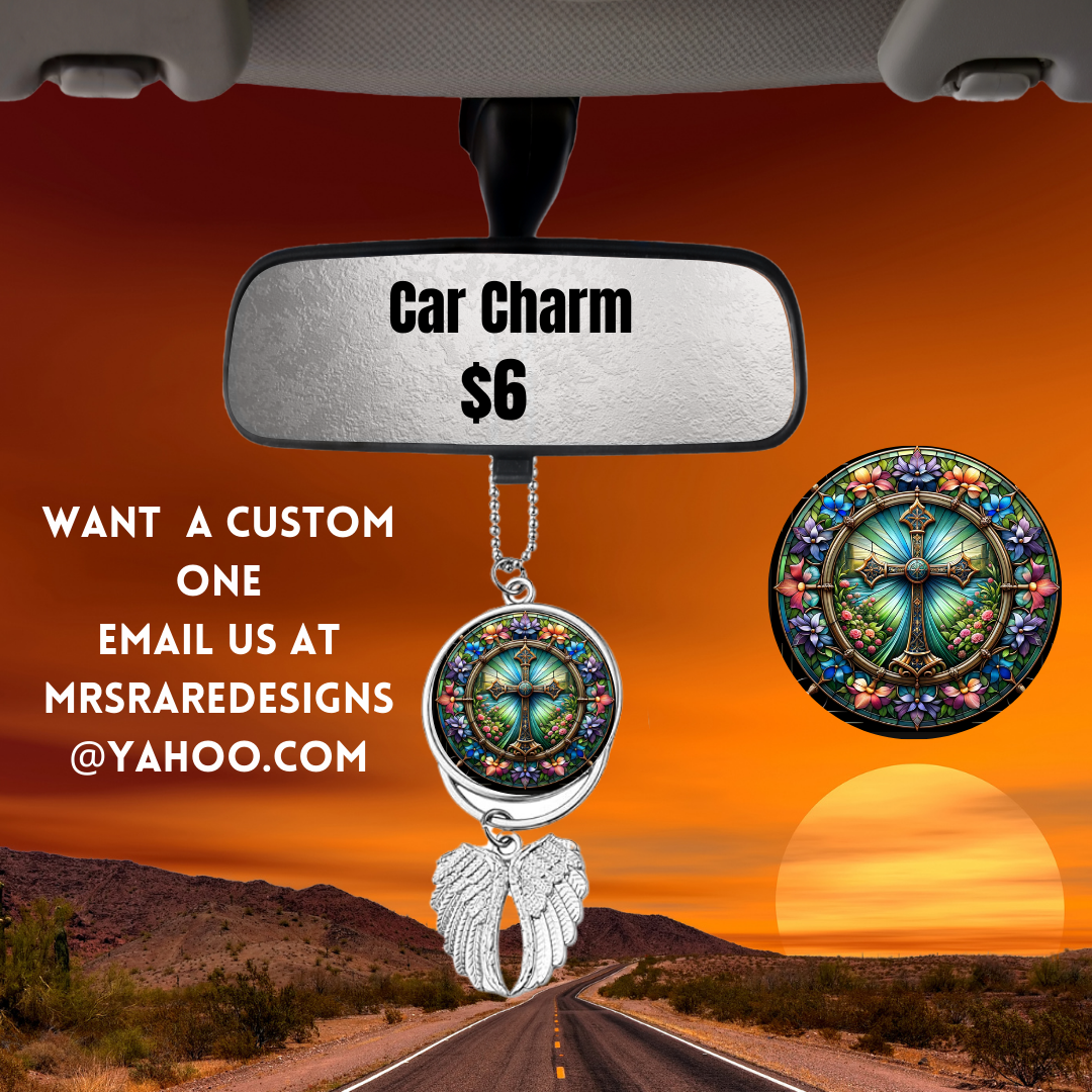 Stained Glass Cross Car Charms