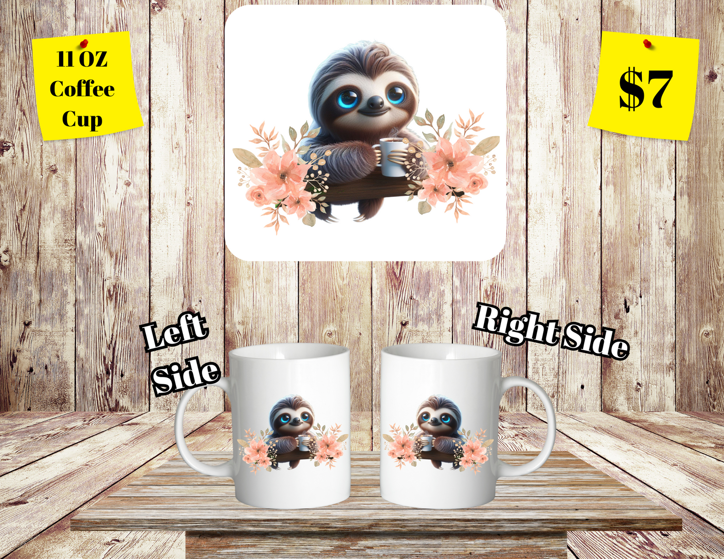 Charming Sloth Series 11oz Coffee Cups