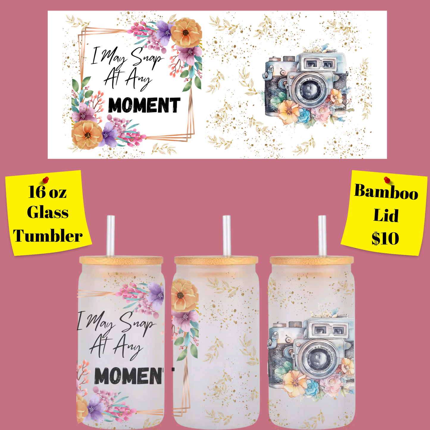 Shutterbug Blossom Glass Tumblers