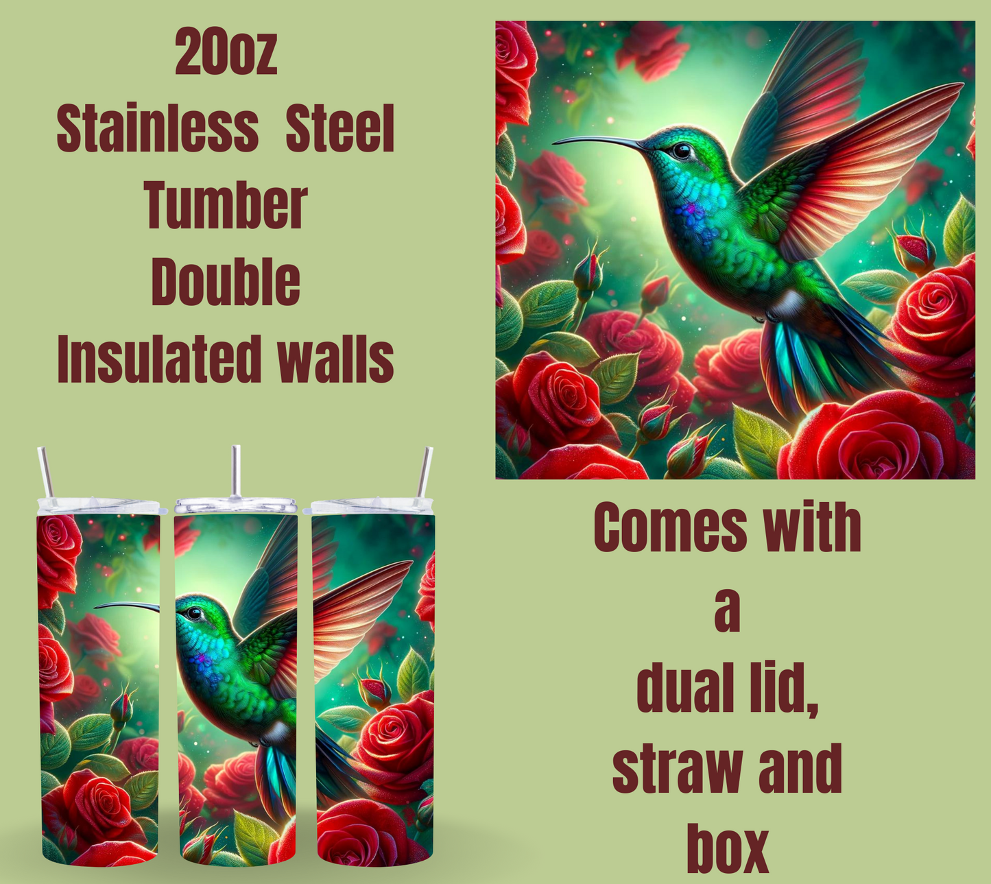 Enchanted Blossom Hummingbird Tumblers