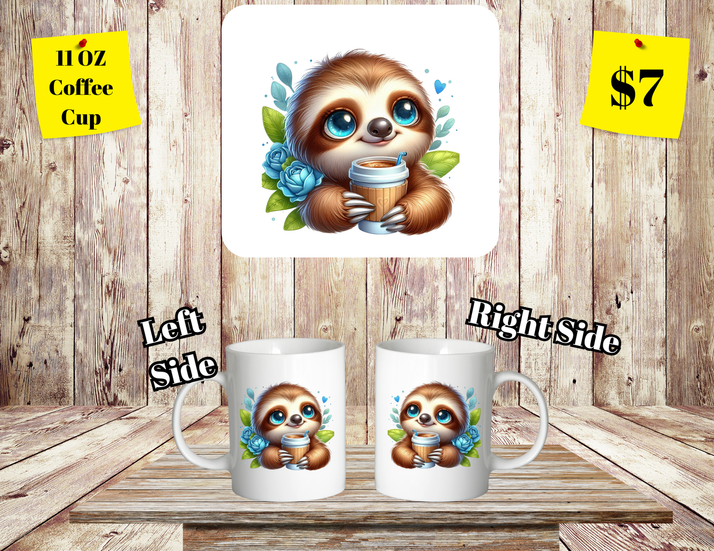 Charming Sloth Series 11oz Coffee Cups