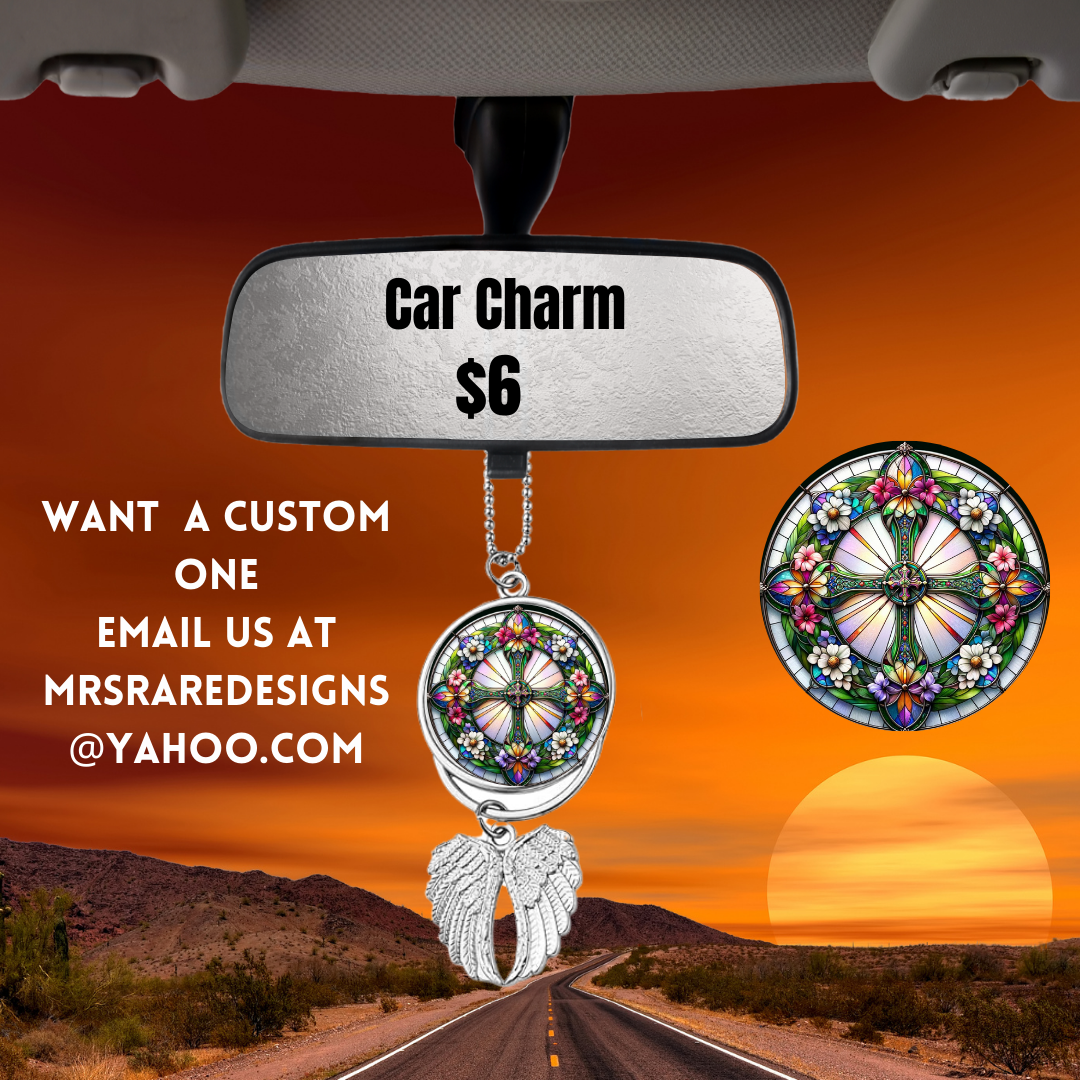 Stained Glass Cross Car Charms