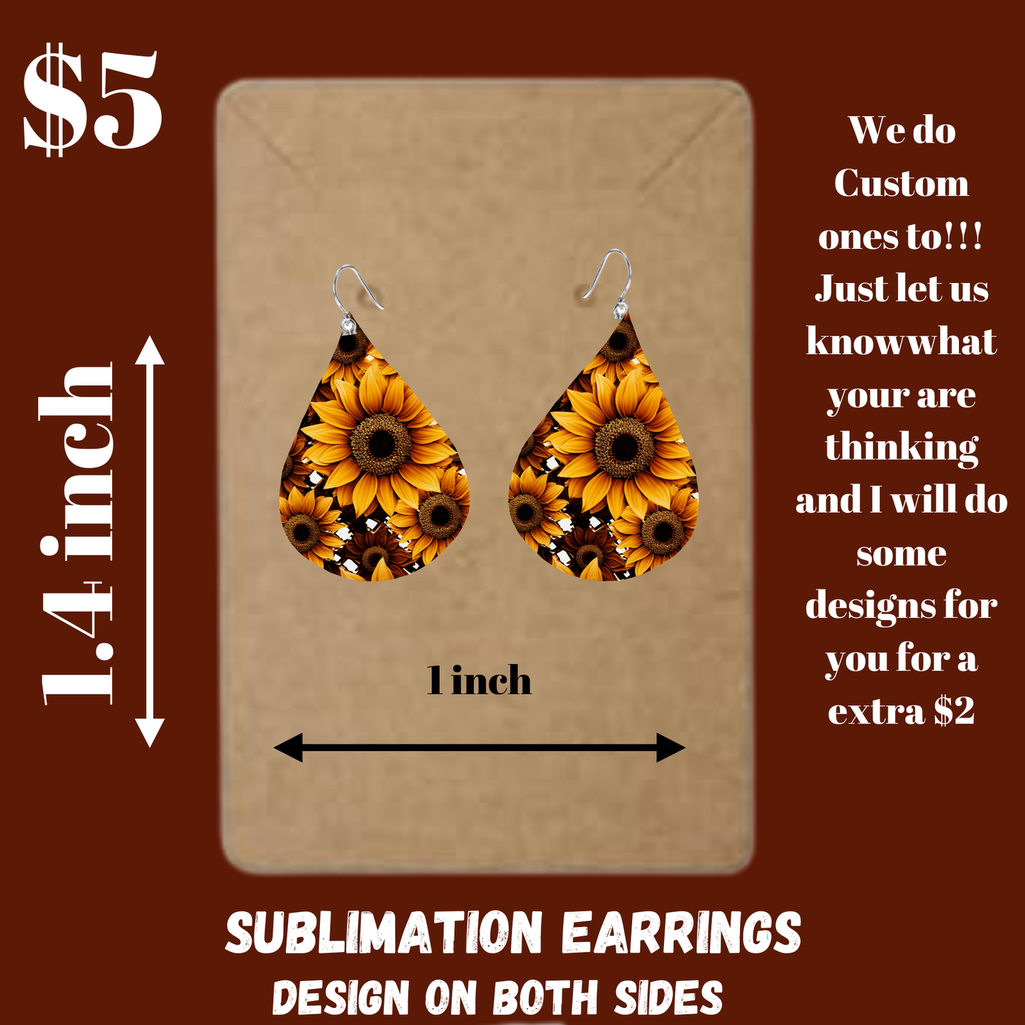 Golden Sunflower Teardrop Earrings