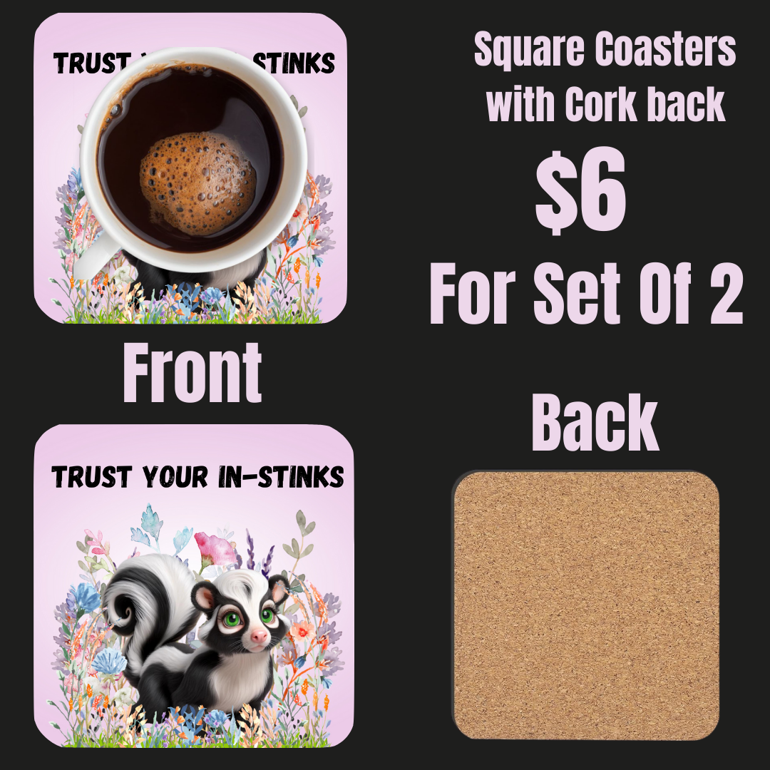 Garden Whimsy Skunk Coasters