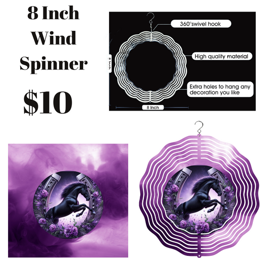 Gallop of Beauty: 3D Horse and Horseshoe Elegance Wind Spinner