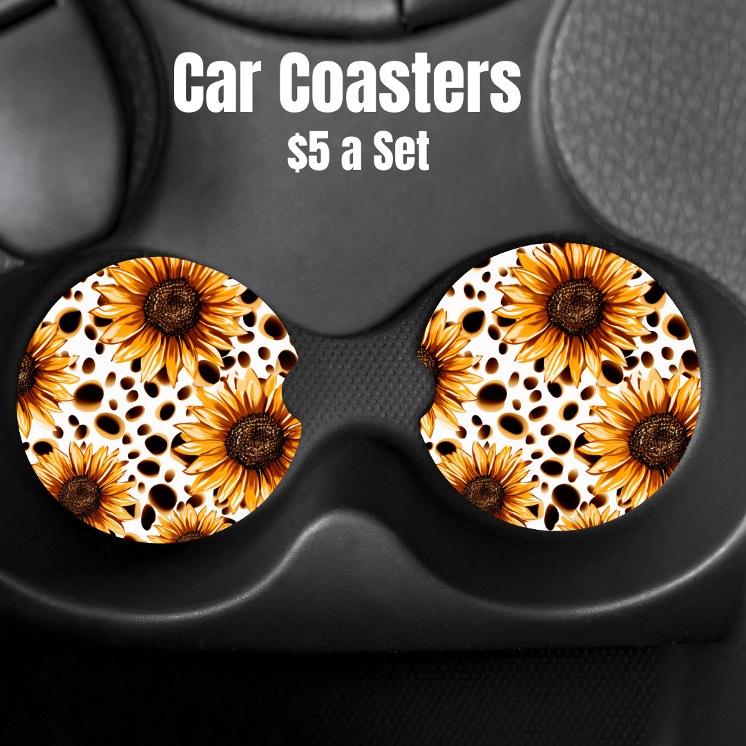 Sunflower Splash Car Coasters