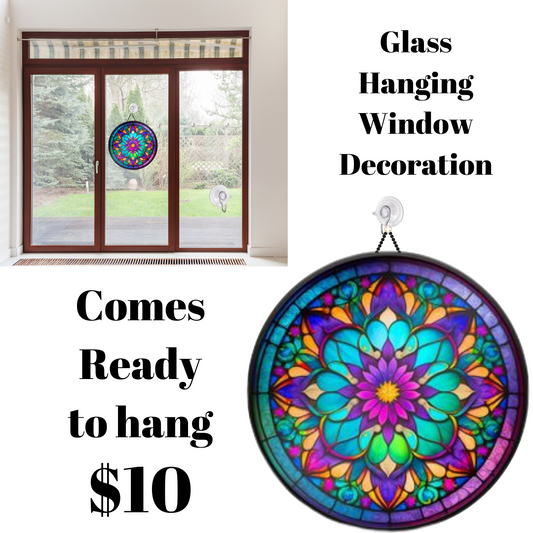Mandala Blossom Stained Glass Window Accent