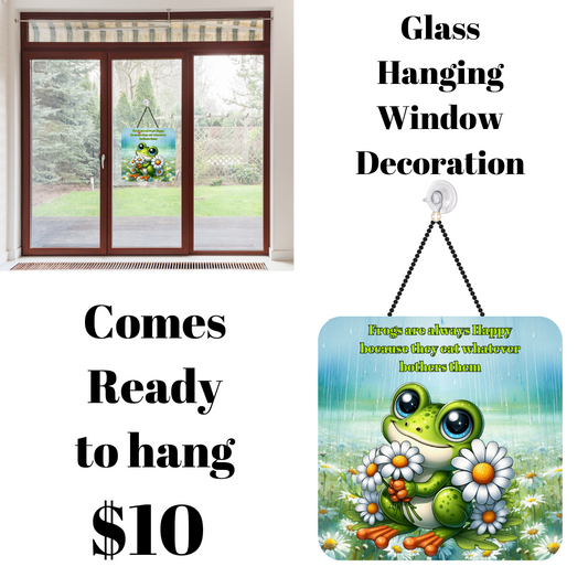 Frolicsome Frog Glass Window Suncatcher