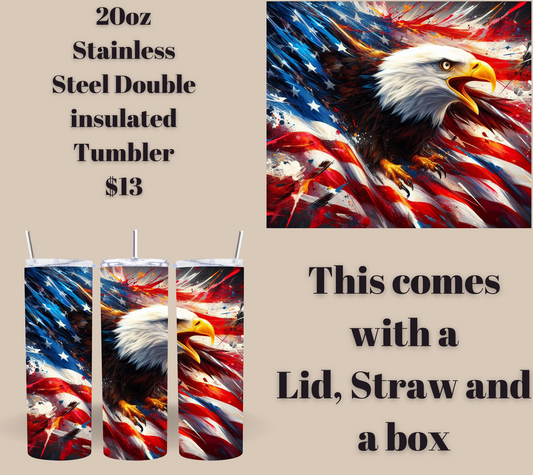 Patriot Eagle 20 oz Skinny Stainless Steel Tumbler