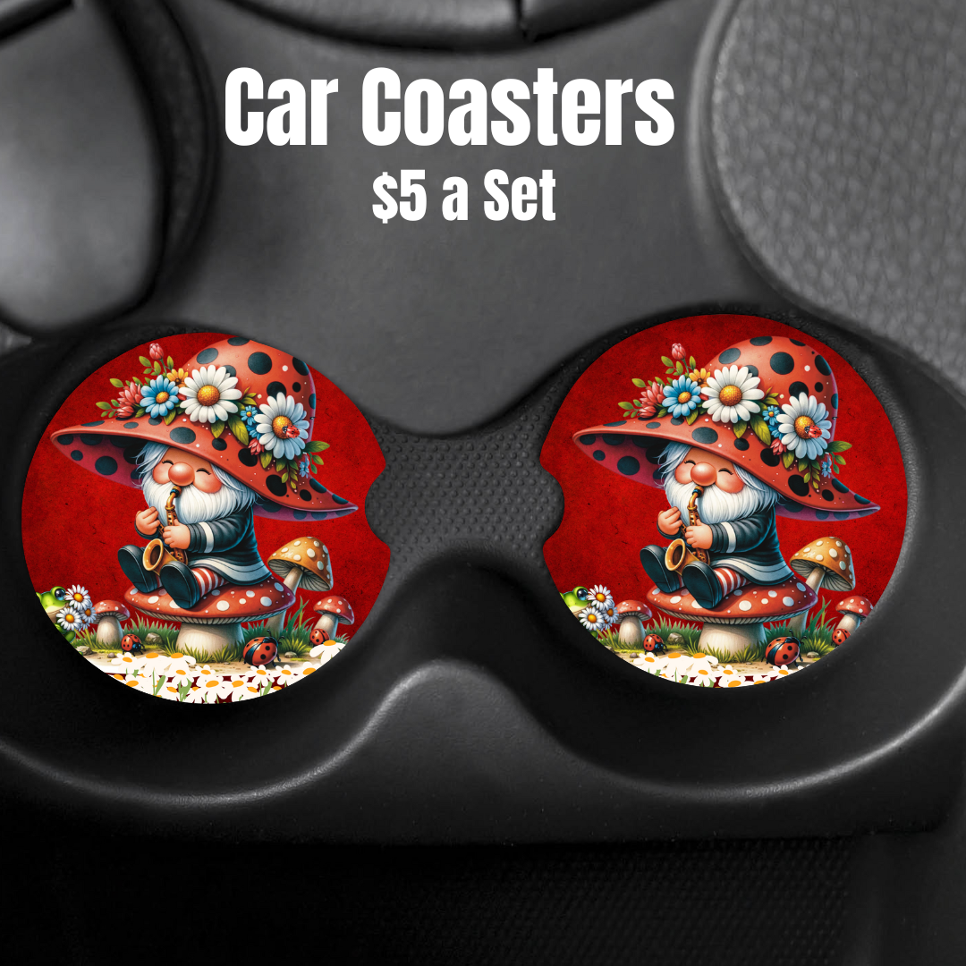 Enchanted Gnome Absorbent Car Coasters