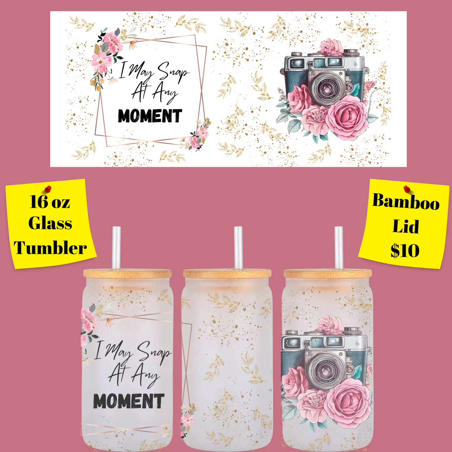 Shutterbug Blossom Glass Tumblers