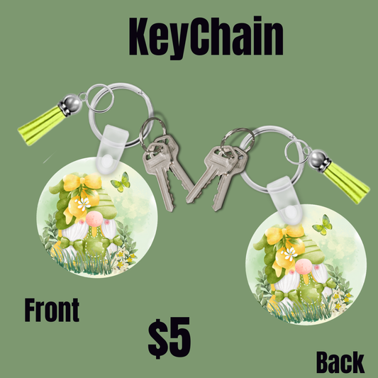 Lemon Gnome Round Keychain