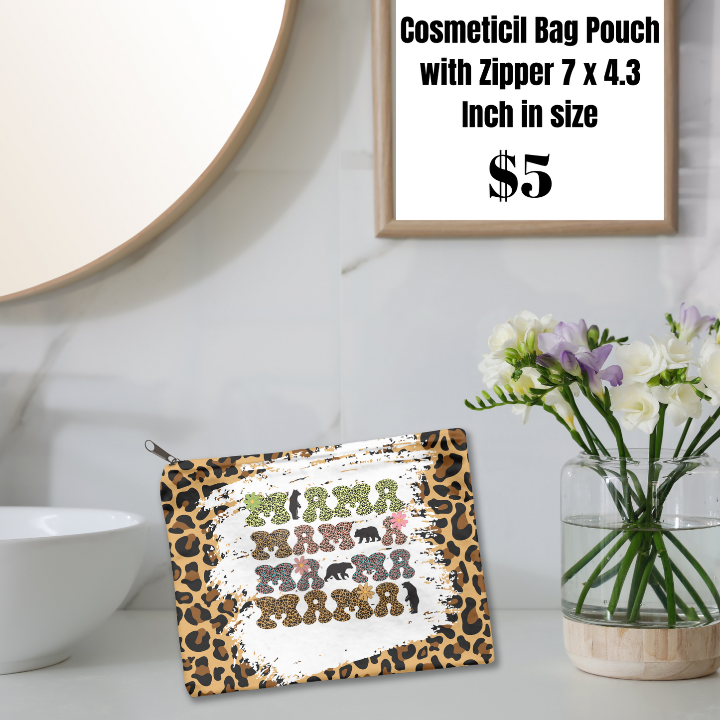 Mama Bear's Leopard Print Cosmetic Bags