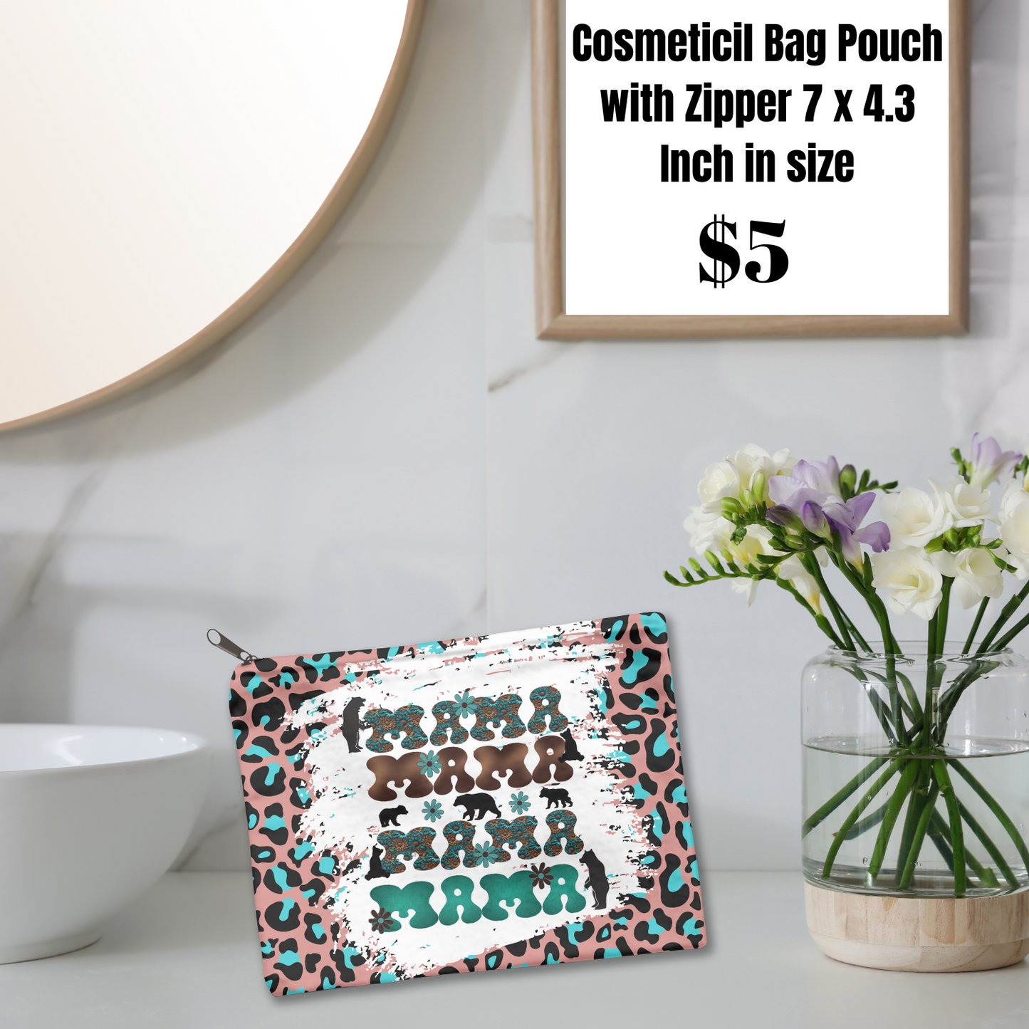 Mama Bear's Leopard Print Cosmetic Bags