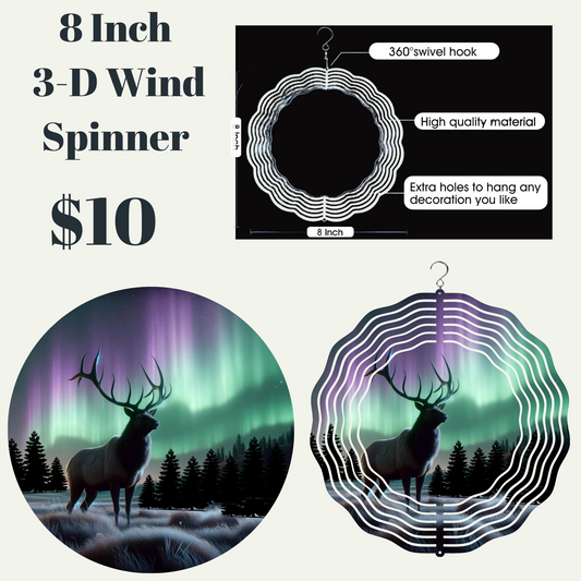Majestic Aurora Elk 3D Wind Spinner