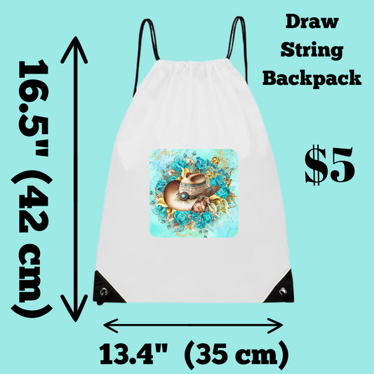 Cowgirl Hat and Roses Drawstring Backpack