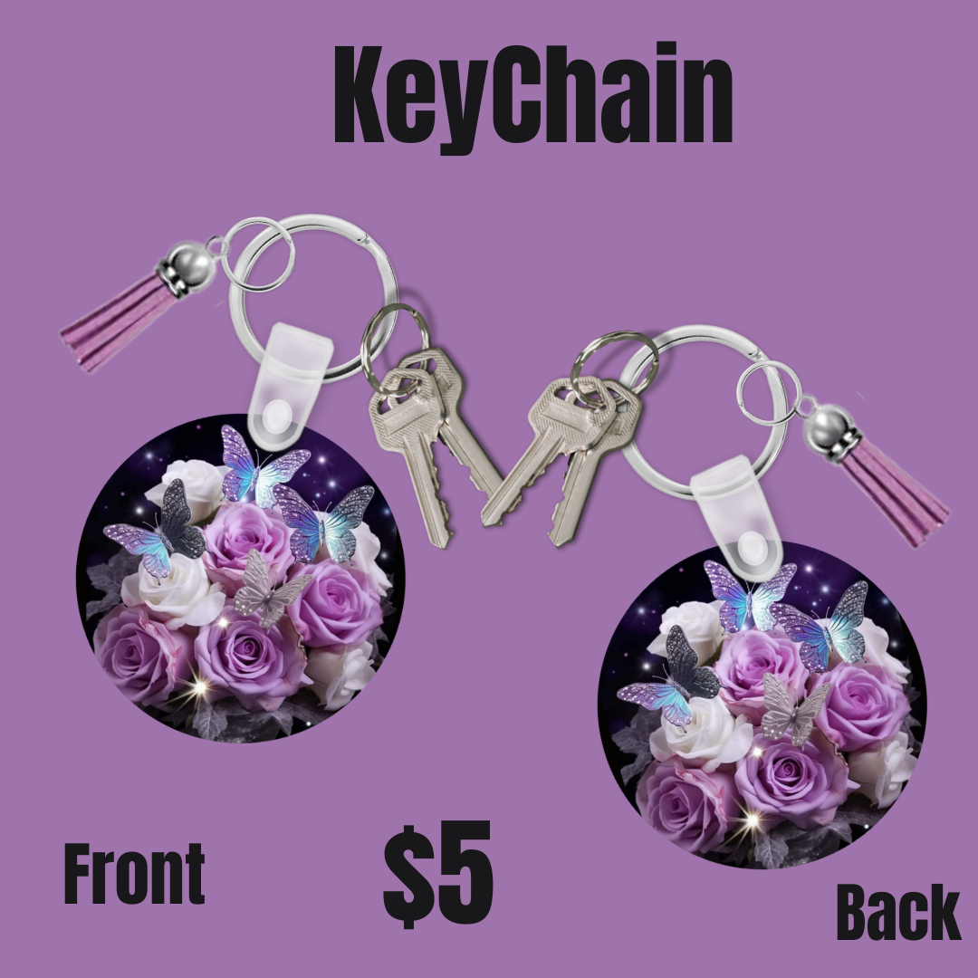 Butterflies and Roses Key chain