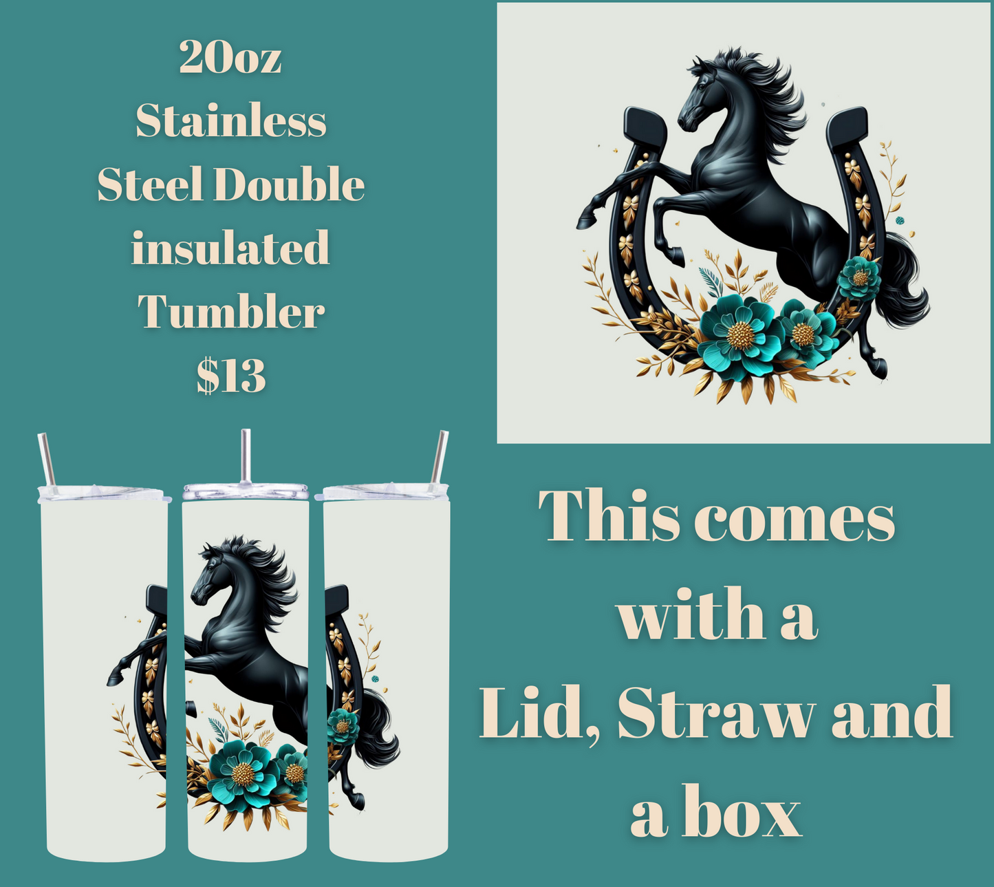 Equestrian Elegance Blossom Tumbler