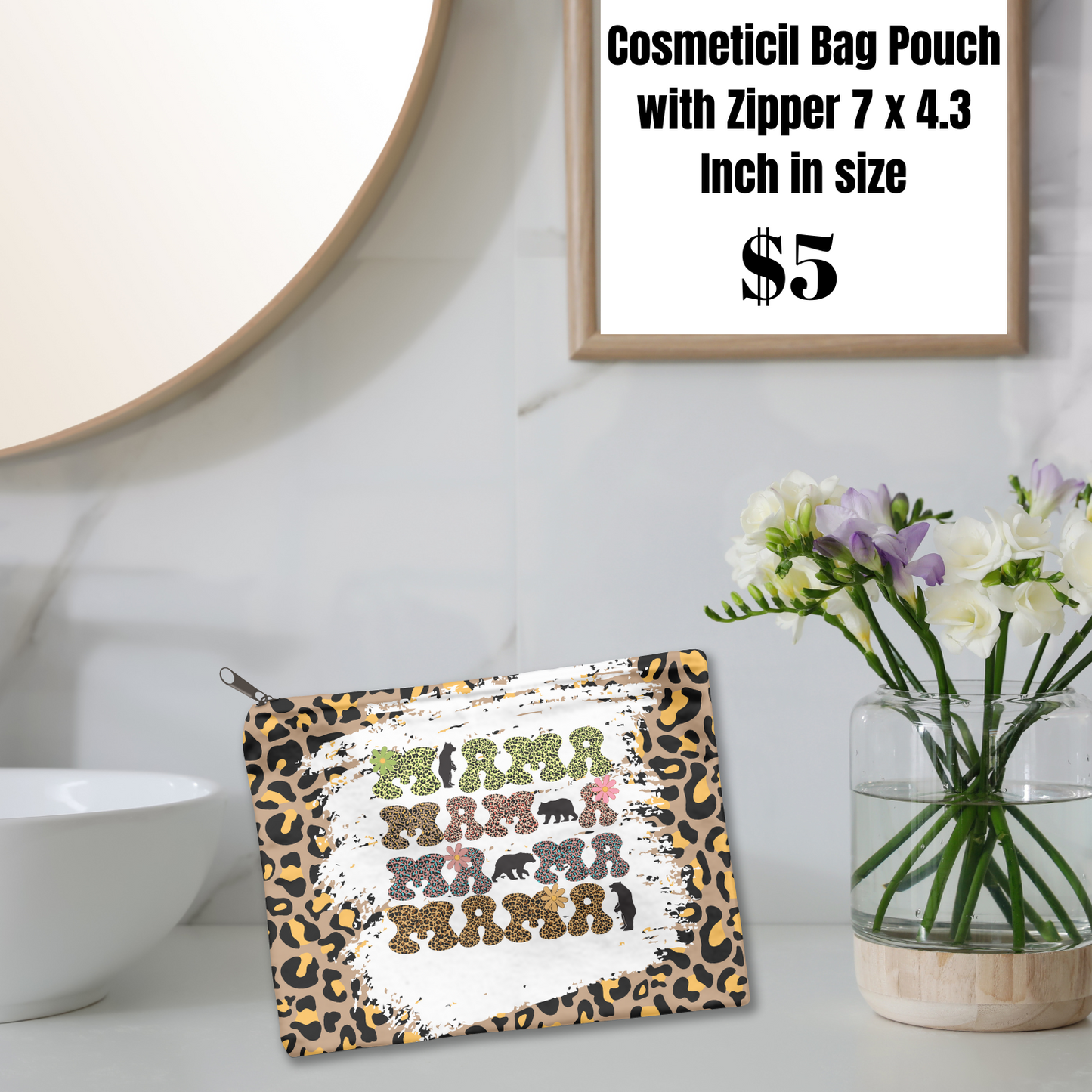 Mama Bear's Leopard Print Cosmetic Bags