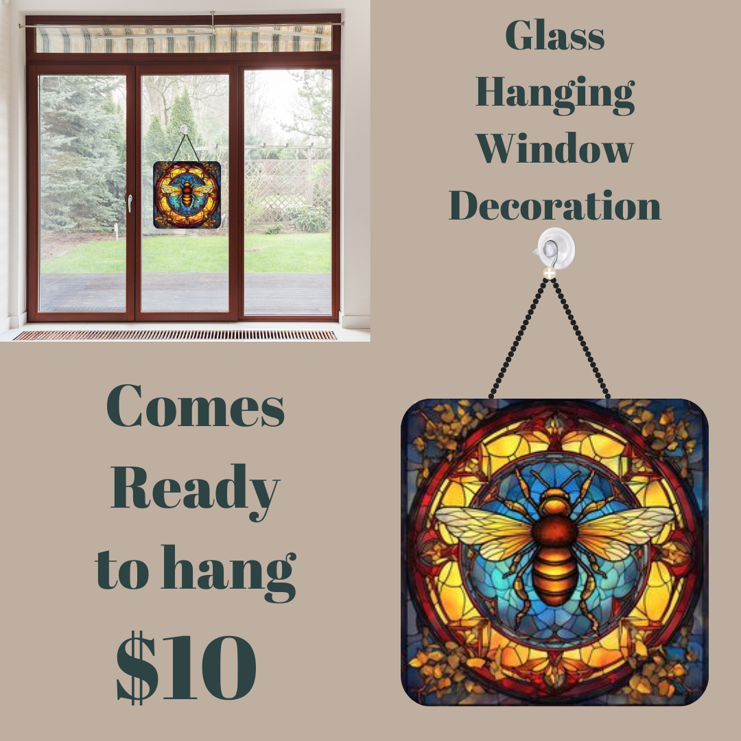Bee and Blossoms Stained Glass Decorative Suncatcher