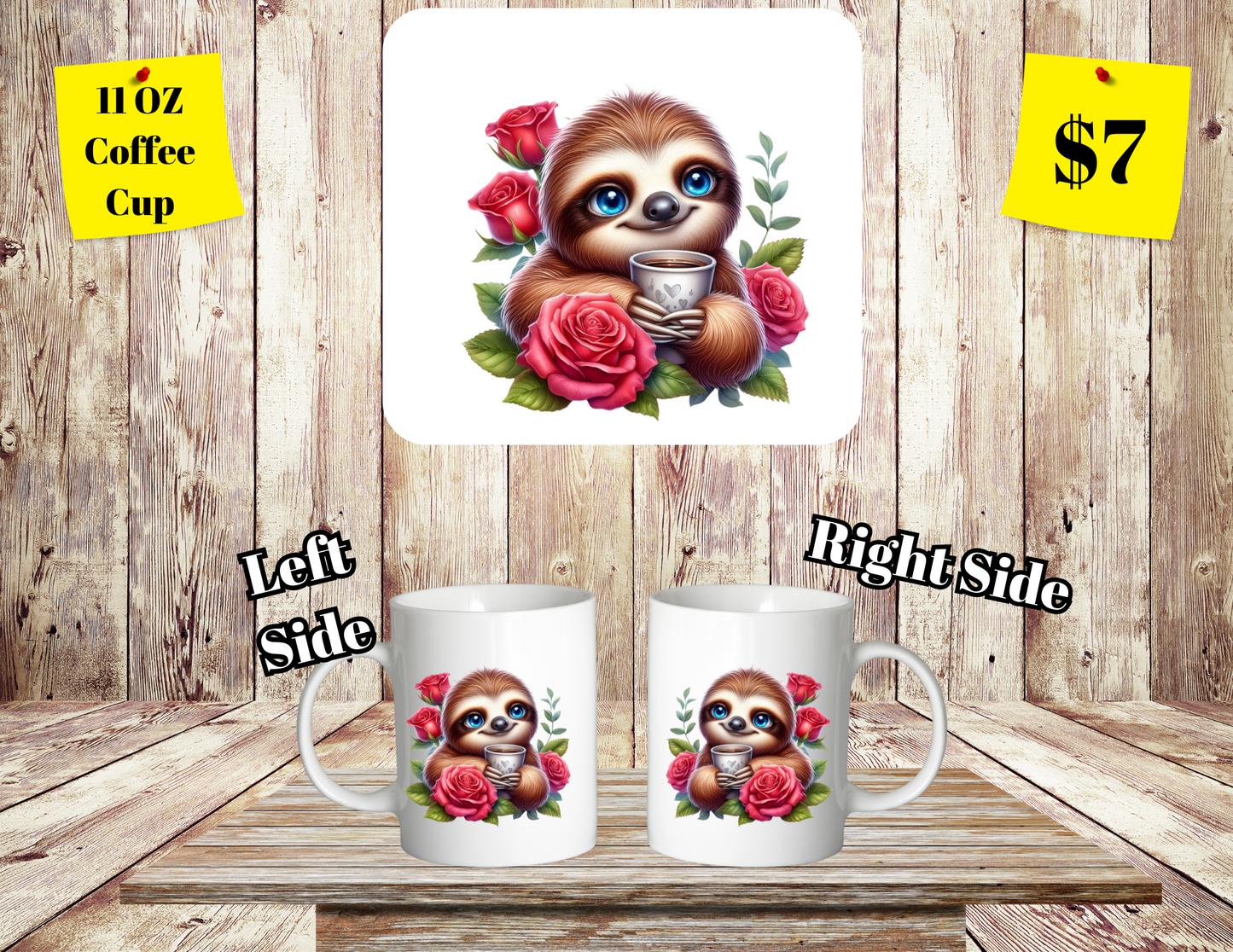 Charming Sloth Series 11oz Coffee Cups