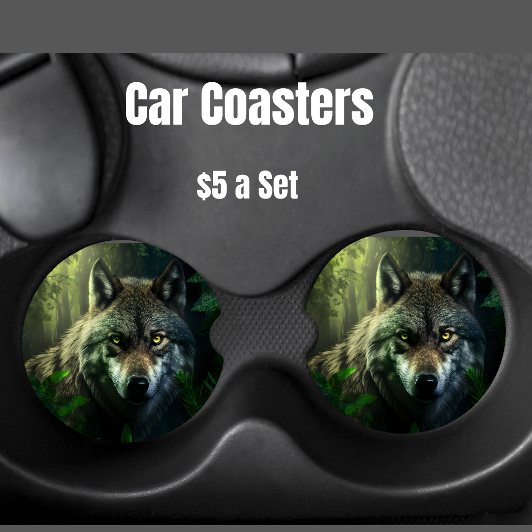 Wolf Car Coasters