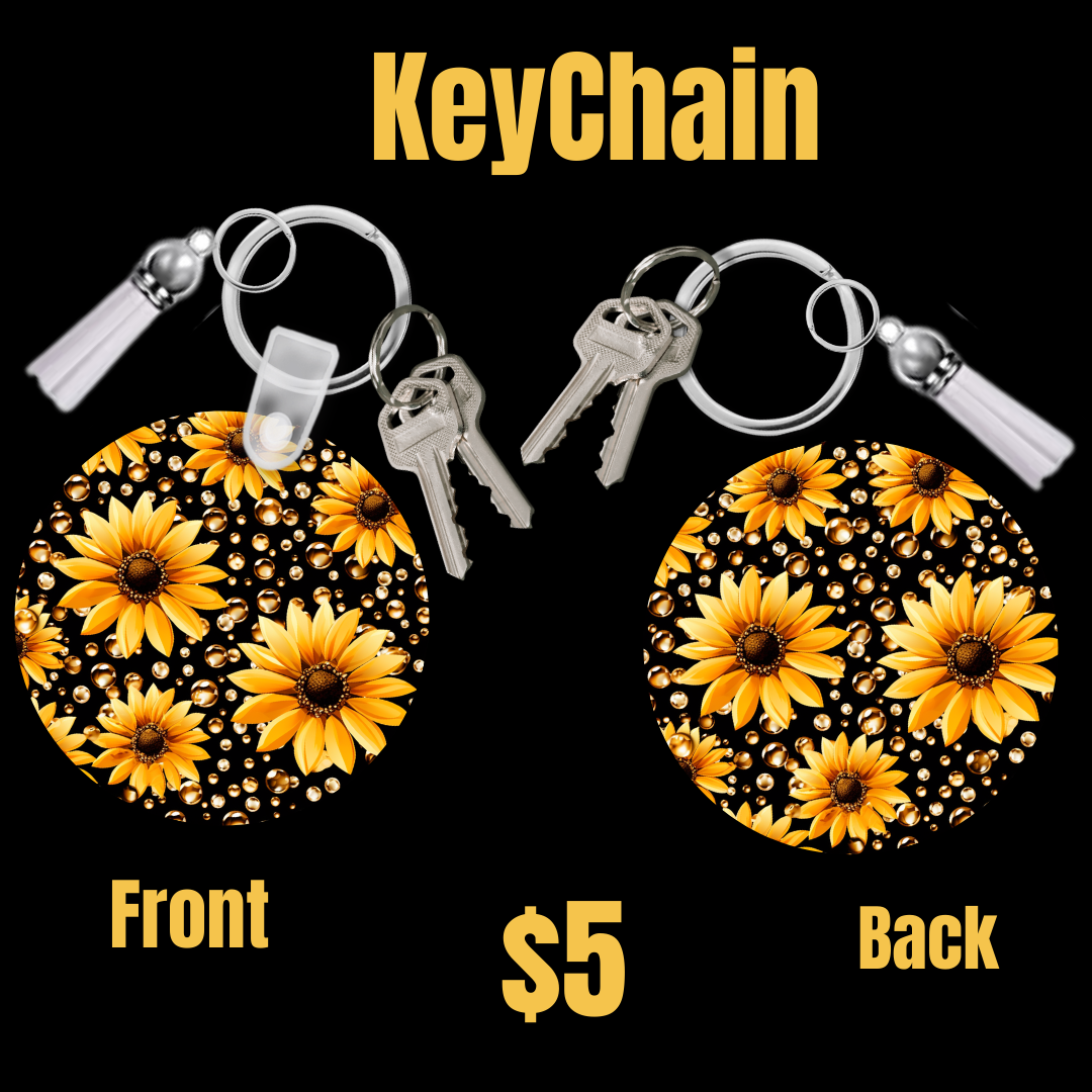 Sunbeam Keychain – Dual-Sided Sunflower Design