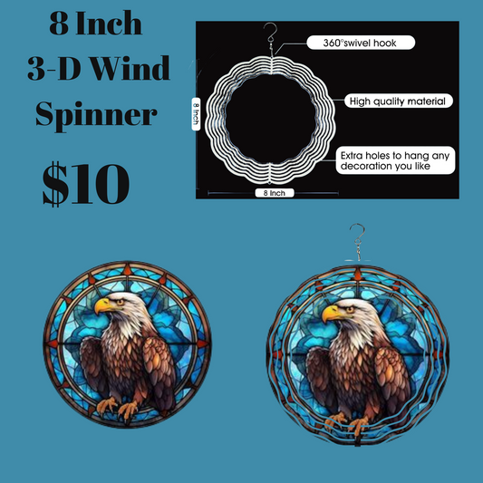 Majestic Eagle Stained Glass 3D Wind Spinner