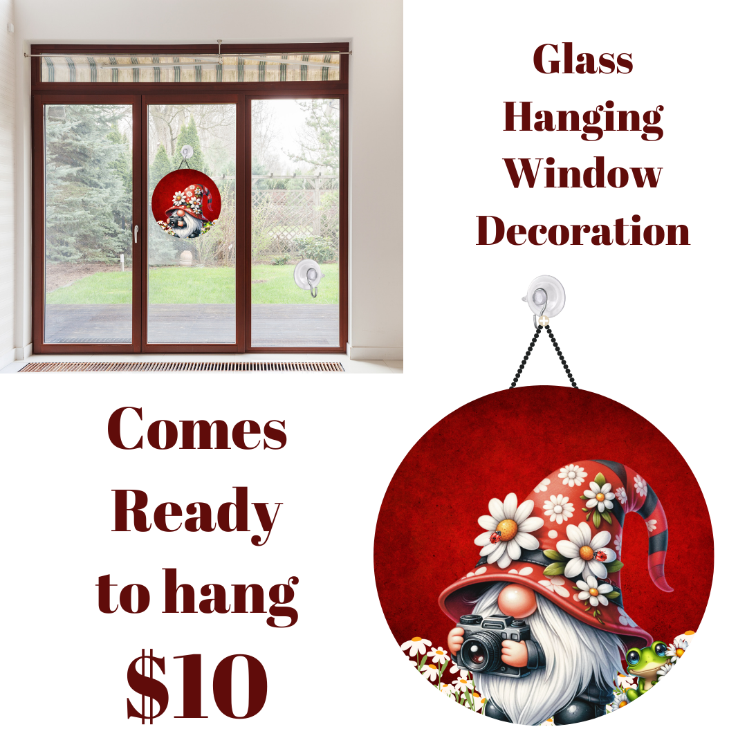 Enchanted Garden Gnome Glass Window Charms