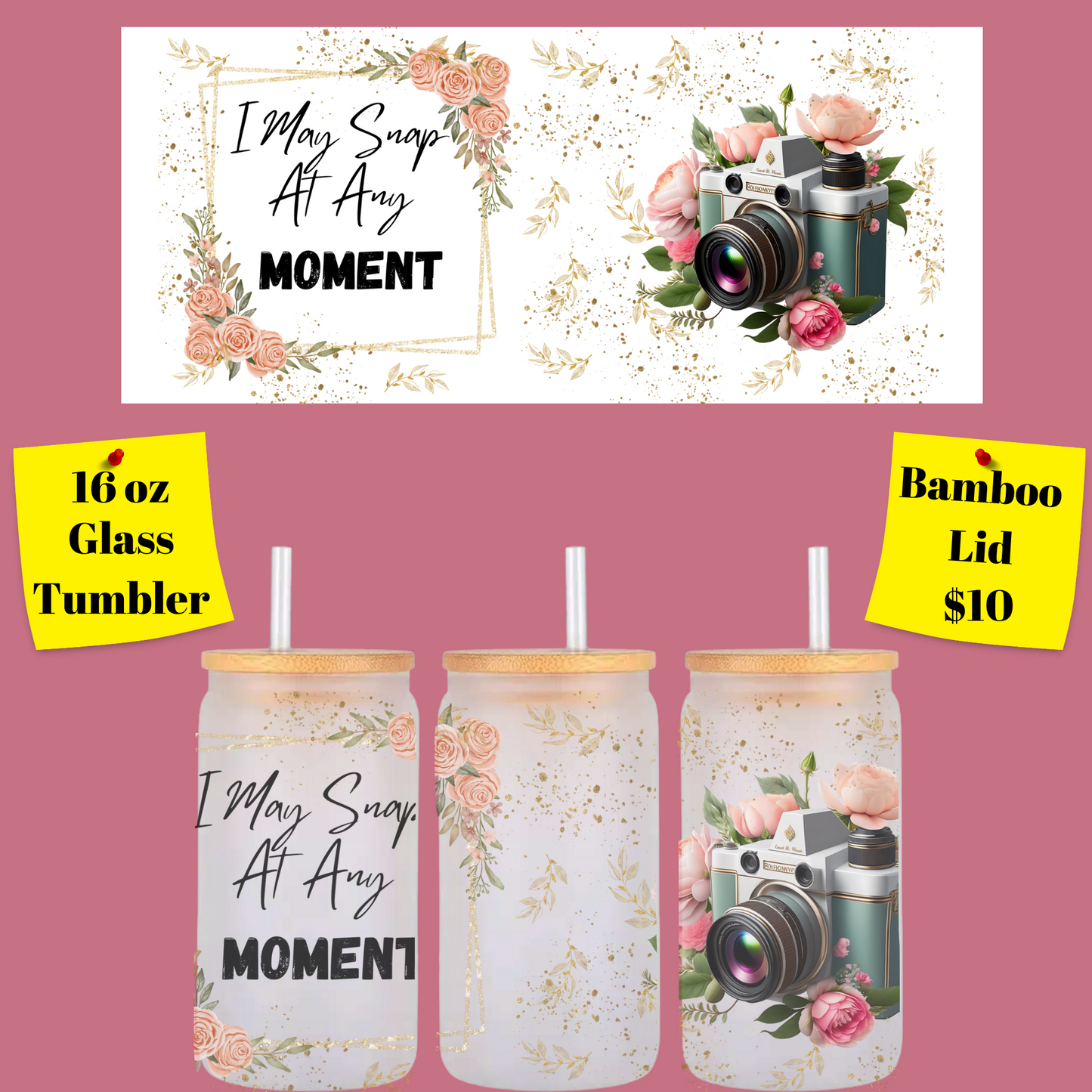 Shutterbug Blossom Glass Tumblers